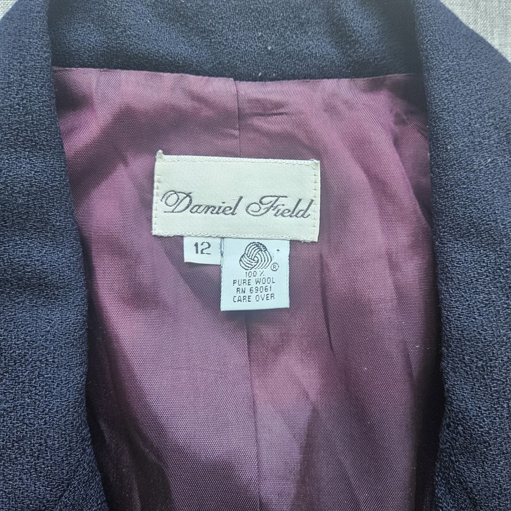 VTG Womens 100% Wool Blazer Size 12 Black Suit Jacket Made In USA 90s Grandpa - Picture 2 of 16